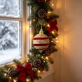 thumbnail image 4 of Striped Christmas Ball Ornament, 3.9x2.9x2.9in Foam Hanging Decor, Elegant Red Gold Glossy Finish, for Christmas Tree Holiday Display, 4 of 5