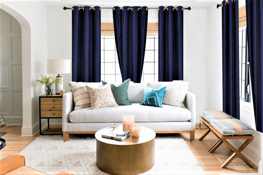 Navy Blue 1-Piece Adam Solid Blackout Grommet-Top Window Curtain Panel 37' W X 63' L