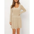 thumbnail image 2 of Womens Long Sleeve Sweater Dress Knit Crochet Casual A Line Flowy Skater Mini Dresses, 2 of 5