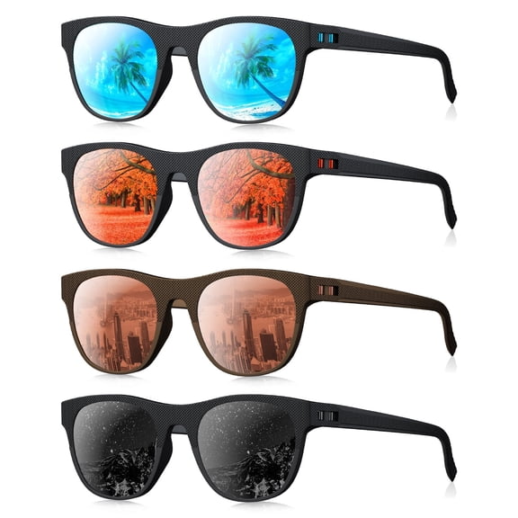 4 Pack Polarized Sports Sunglasses for Men and Women,UV Protection Mens Sunglasses for Fishing Running Cycling Driving