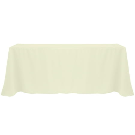 

Ultimate Textile (5 Pack) 90 x 132-Inch Rectangular Polyester Linen Tablecloth with Rounded Corners - for Wedding Restaurant or Banquet use Ivory Cream
