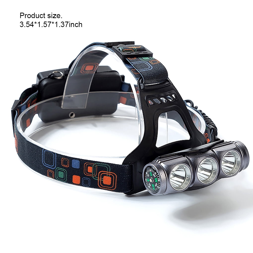DTOWER Rechargeable Headlight with Compass 90 Degrees Adjustable Headlamp  Head Light Powerful Brightness Flashlight Travelling