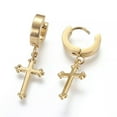 thumbnail image 2 of EOEMY Stainless Steel Hoop Earrings Hypoallergenic Earrings Cross Gold 29mm 1mm Z323-Default, 2 of 2