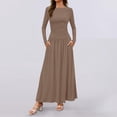 thumbnail image 2 of ameIAEA Maxi Dresses for Women 2024 Fall Long Sleeve Crewneck A-Line Ruffle Long Dress with Pockets, 2 of 6