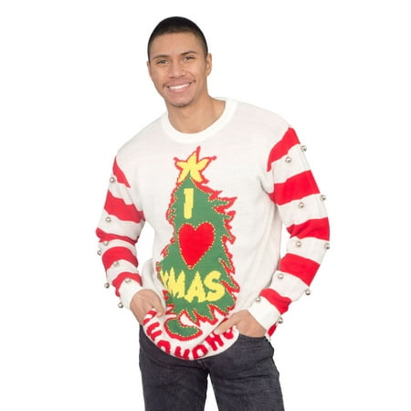 I Love Xmas HOHOHO Tree and Star Adult Ugly Christmas (Best Stores For Christmas Sweaters)