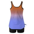 thumbnail image 6 of WNYEIME Two Piece Women's Tankini Swimsuits Tie Dye Gradient Color Print Summer Ruched Pleated Blouson Swim Tank Tops with Shorts Tummy Control Modest Bathing Suits Multicolor XXL, 6 of 6