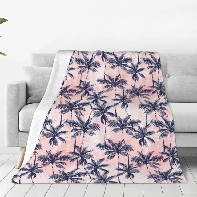 Fotbe Tropics Palm Trees Manta de Franela Acolchonada con Estampado, Súper Suave y Esponjosa, Extra Grande para Sofá, Cama, Uso Todo el Año-60"x50"