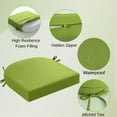 thumbnail image 2 of idee-home Outdoor Chair Cushions Set of 2, Thick 17" x 17" x 3" Patio Chair Cushions for Outdoor Furniture Waterproof with Ties, Outdoor Seat Cushion, Patio Chair Pads Dining Chair Green, 2 of 8