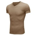 thumbnail image 3 of SWSMCLT Men's Ribbed Knit Summer Top Soft Fitted Stretch Short Sleeve T Shirt Casual Fashion Tshirt Cool Light Collared Polo Khaki Medium, 3 of 4
