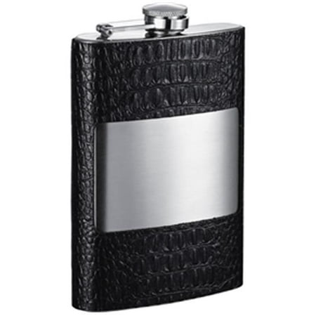 

Mikhail Handcrafted in USA Black Leather Flask - 8 oz