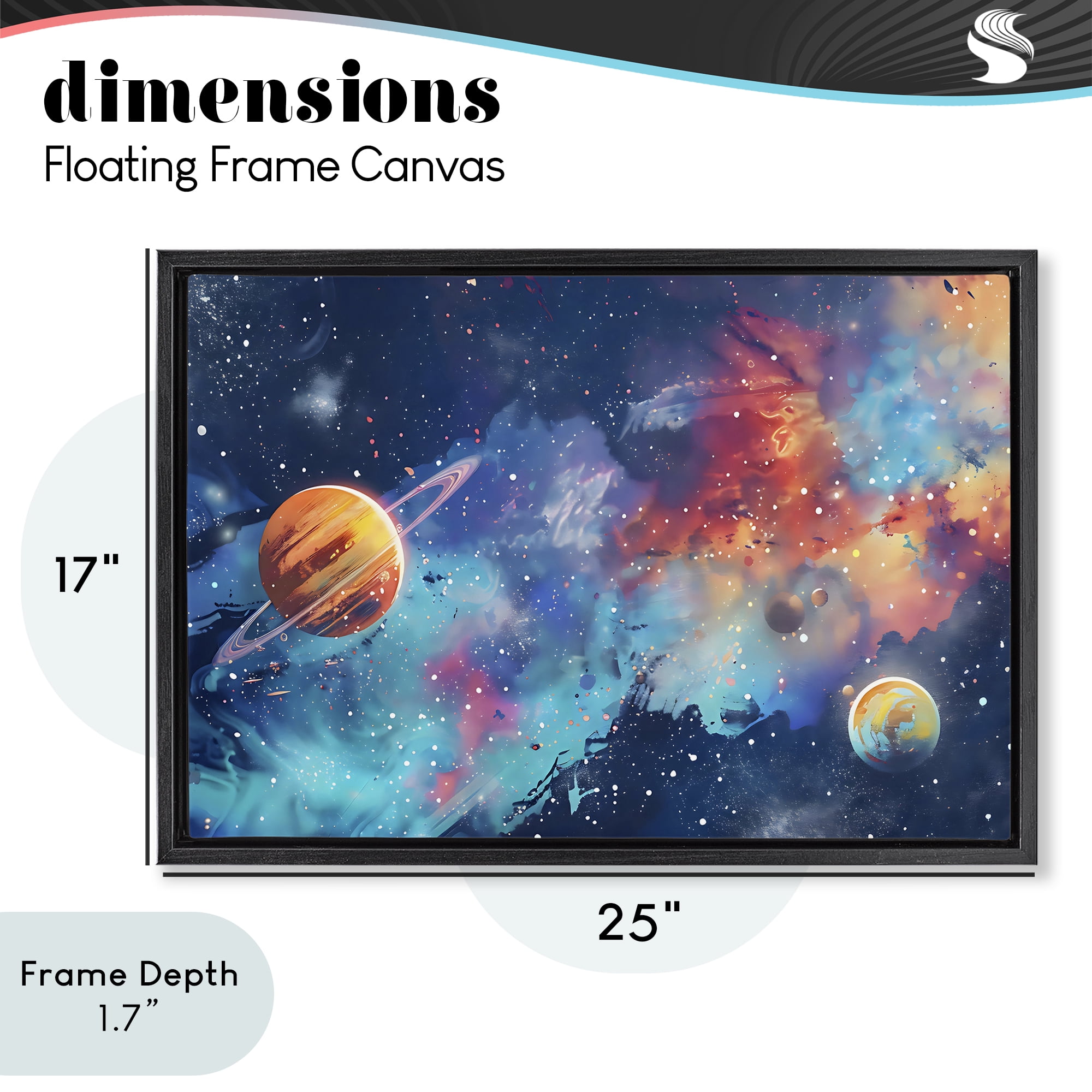 Stupell Industries Nebula Dreams Scattered Planets Black Framed Floater Canvas Wall Art, design by Creative Studio
