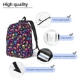 thumbnail image 3 of Bingfone rainbow color mushroom Skull Print Canvas College Laptop Backpack, Large Capacity Lightweight College Bookbag Casual Daypack-Small, 3 of 5