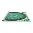 thumbnail image 2 of Ahgly Company Machine Washable Indoor Round Medallion Turquoise Blue Traditional Area Rugs, 7' Round, 2 of 4