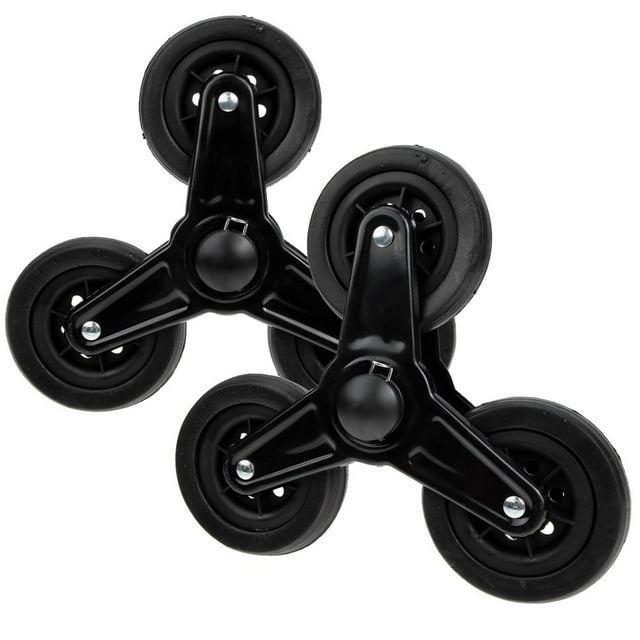 HLONK 1 Paire Roues de Chariot de Magasinage Robustes Roulettes Triangulaires pour Escalade d'Escaliers pour Bagages Quatre Cadre en Fer Plastique