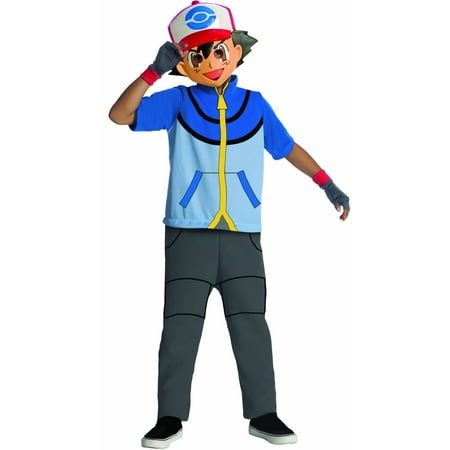 Ash Pokemon Trainer Cartoon Mask Child Boys Halloween Costume Blue (XL ) (14-16)