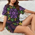 thumbnail image 6 of Kdxio Mardi Gras5 Print Pajamas Sets for Women Short-Sleeved Pjs with Lounge Shorts Two Piece Sleepwear S-4XL, 6 of 8