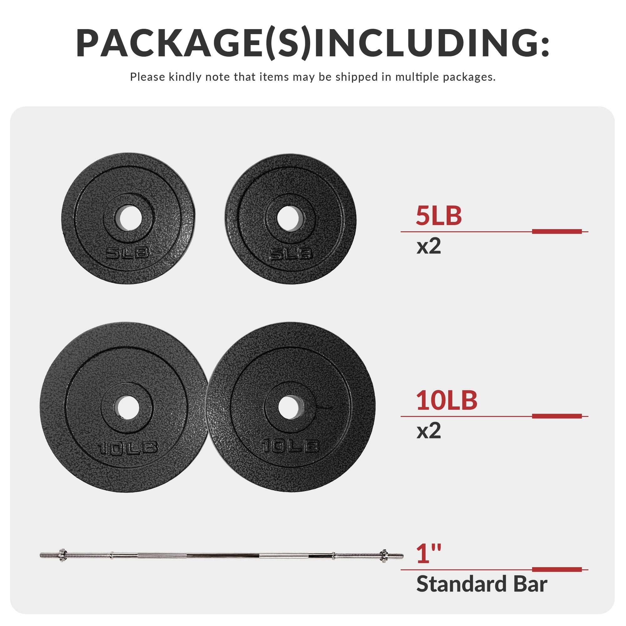 BalanceFrom 1-Inch Standard Cast Iron Weight Plate Set，with 5FT Bar and Star Locks，Multiple Weight Options，for Home Gym Strength Training
