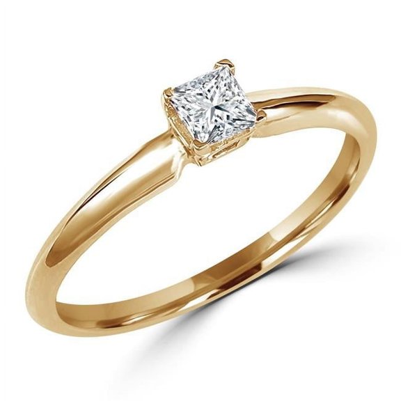 Majesty Diamonds MD190039-3.5 0.16 CT Princess Diamond Promise Solitaire Engagement Ring in 10K Yellow Gold - Size 3.5