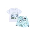 thumbnail image 2 of Toddler Boy Shorts Outfit Letter Print Short Sleeve T-Shirt with TreeCar Print Shorts for Summer, 2 of 10