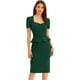 thumbnail image 1 of Vestido retro de manga corta con volantes y cuello de corazón Allegra K Verde Oscuro XL, 1 of 6