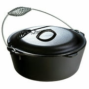 Angle View: 5 qt 10-1/4in Traditional Cast Iron Dutch Oven w/ Wire Bail Handle