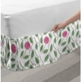 thumbnail image 2 of Floral Bed Skirt, Spiraling Rose Motifs on Branches with Leaves, Elastic Bedskirt Dust Ruffle Wrap Around for Bedding Decor, 4 Sizes, Reseda Green Pink White, by Ambesonne, 2 of 2
