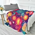 thumbnail image 4 of New Year Lanterns Fireworks 70x55in Flannel Throw Blanket, Double Sided, Soft and Cozy, Glow in the Dark, 4 of 8