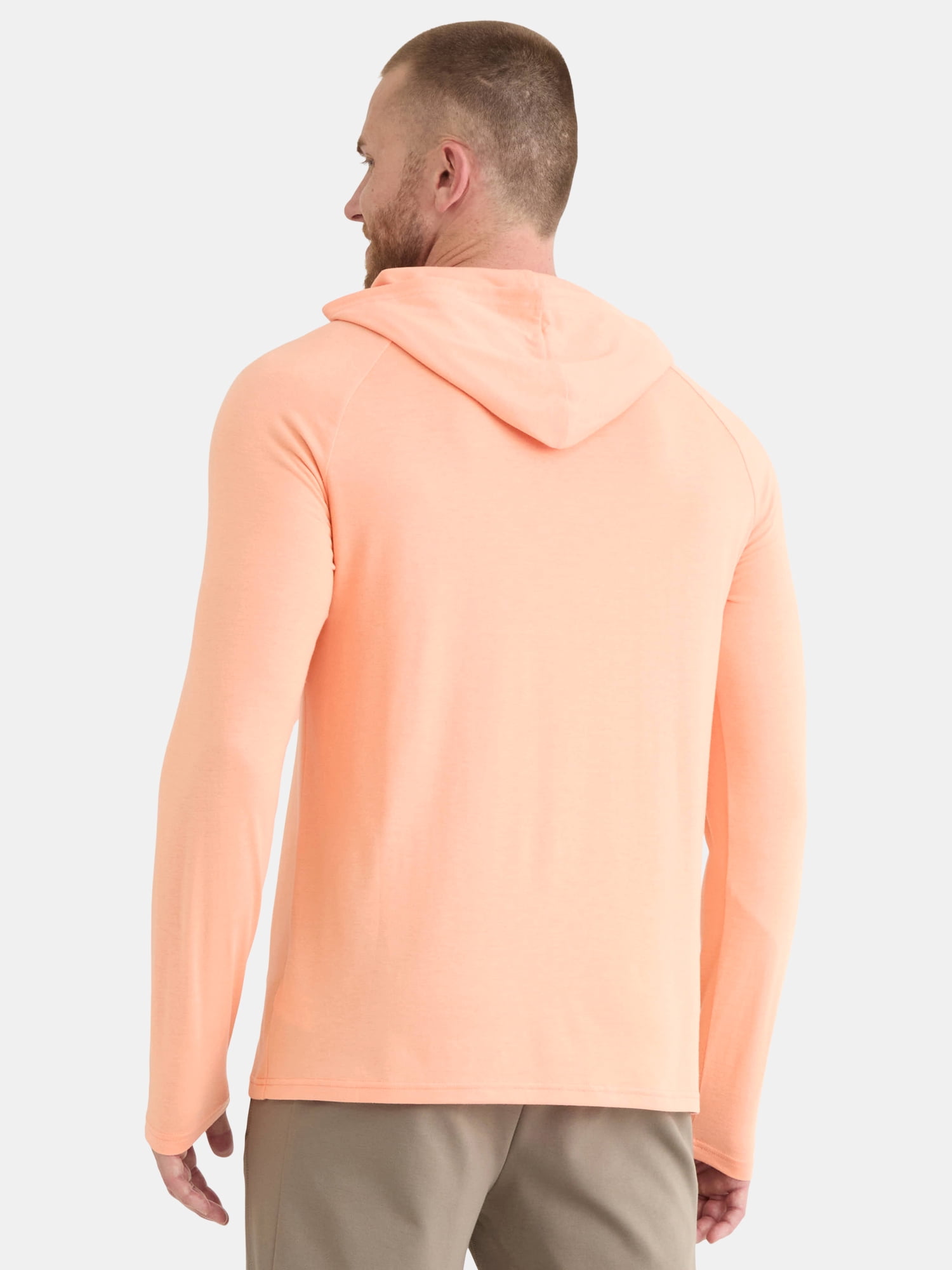Athletic Works Men's Tri Blend Long Sleeve T-Shirt Hoodie, Sizes S-3XL