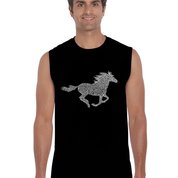 LA Pop Art Men's Word Art Sleeveless T-shirt - Horse Breeds