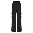 thumbnail image 5 of DDAPJ pyju Plus Size Cargo Pants for Women High Waisted Straight Leg Pants Casual Street Trousers with Multi Pockets Black XXXL, 5 of 8