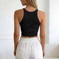 thumbnail image 4 of xfsWaSs Workout Tank Tops For Women Sleeveless Ribbed Knit Camisole Tank Top High Neck Cropped Basic T-Shirts Casual Summer Tops Beach Vacation Outfits, 4 of 5