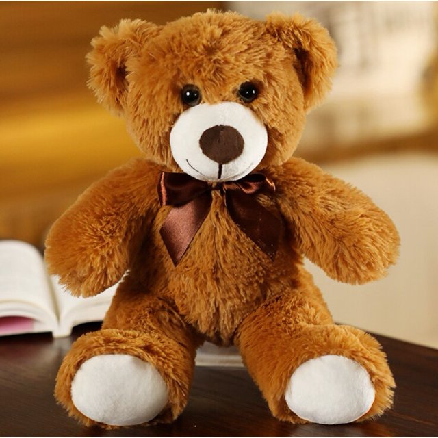 35cm Cute Colorful Bow Tie Bear Doll Plush Toy Hug Bear Doll Children Birthday Gift Pillow Teddy Bear Home Living Room Bedroom heqiyong LED