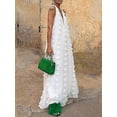 thumbnail image 3 of Vestido largo de fiesta de gasa sin mangas, holgado, con escote en V profundo y cuello halter para mujer., 3 of 4