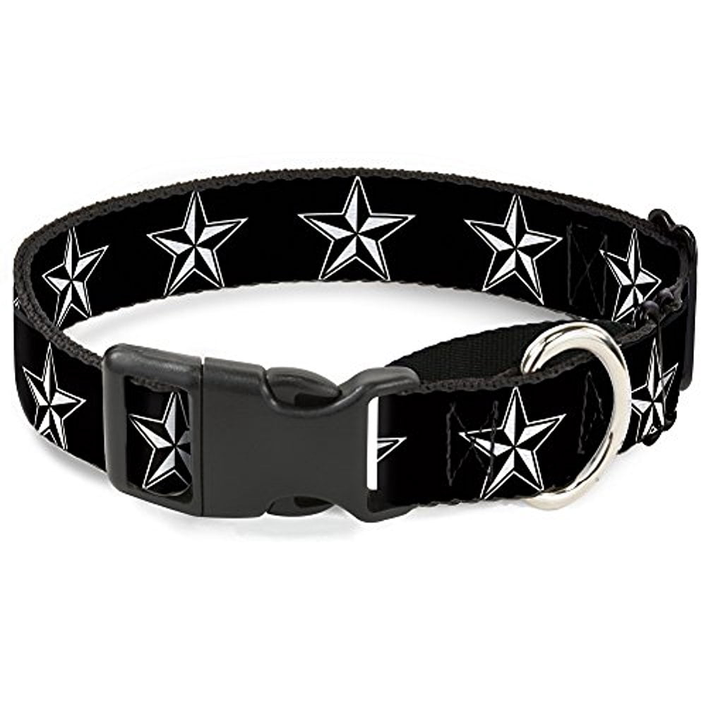 buckle-down martingale dog collar - nautical star black white - 1" wide - fits 15-26" neck size - large