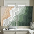 thumbnail image 4 of Sage Green Beach Semi Sheer Curtains 45 Inch Length 2 Panels Set, Farmhouse Coastal Ombre Sea Waves Art Sheer Kitchen Curtain Privacy Voile Window Curtain for Living Room Bedroom Rod Pocket Drapes, 4 of 7