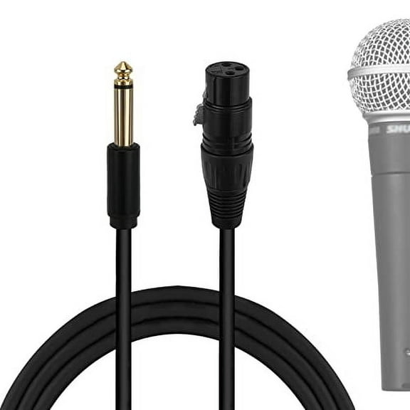 Geekria for Creators 6.35 mm (1/4 Inch) to XLR Female Microphone Cable 6.6 ft / 200 CM, Compatible with Shure SM58, SM57, SM48, SM7B, MV7, PGA48, PGA58, BETA 58A Balanced Mic Cord (Black)