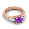 thumbnail image 3 of Diamond-Capitals 2.50 Carat Round Shape Blue Sapphire & Aquamarine Gemstone Luxurious Three Stone Bridal Ring for Ladies Solid 18K Rose Gold Size 9.5, 3 of 8