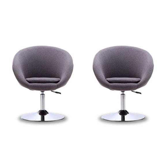 Hopper Grey and Polished Chrome Twill Adjustable Height Chair (Set of 2)