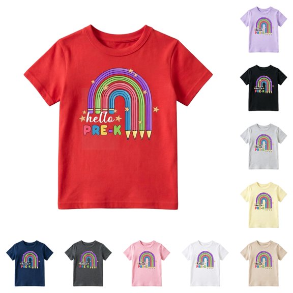 JAJAHO Hello Preschool Shirt Toddler Kids 1st Day of Preschool Shirt Boys Girls Back to School Clothes