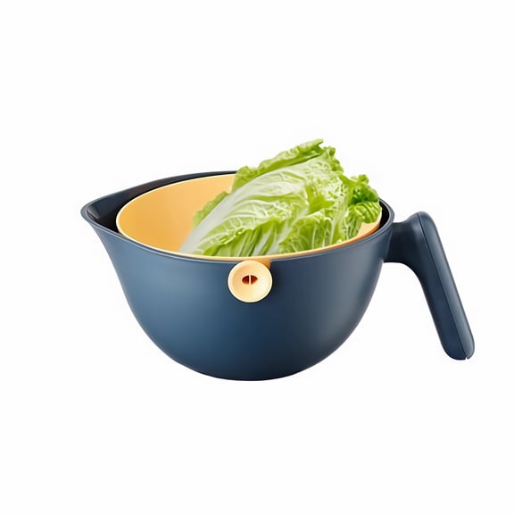 Double-Layer Kitchen Colander - Plastic Strainer Bowl with Handle for Fruits and Vegetables