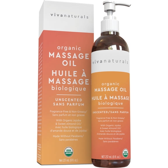 Viva Naturals Organic Massage Oil Unscented - 8 fl oz (237 mL)