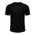 thumbnail image 2 of lkfuzj Men's Round Neck Irregular Cotton Splicing Color Pullover Short Sleeve Round-Neck Blouses Shirts Chic Summer Men's Tops Cool 2024 Summer Shirts Tops Black, 2 of 9