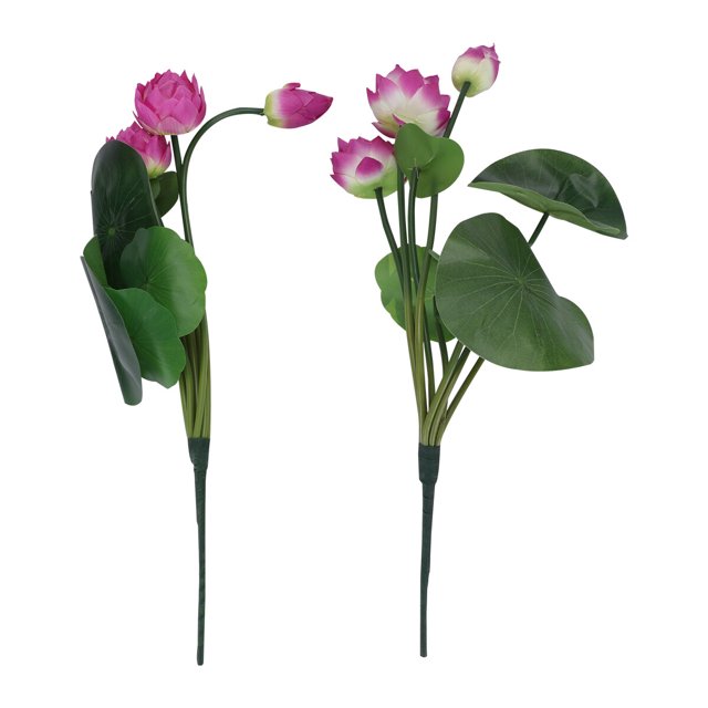 2 piezas/paquete de flores artificiales de loto falsas, adorno de flores de seda para decoración del hogar, tiendas, fiestas, festivales (morado)
