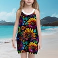 thumbnail image 2 of 9-10 Years Girl's Print Cami Casual Dress Sleeveless Hawaiian Summer A Line High Waist Mini Sundress, 2 of 7