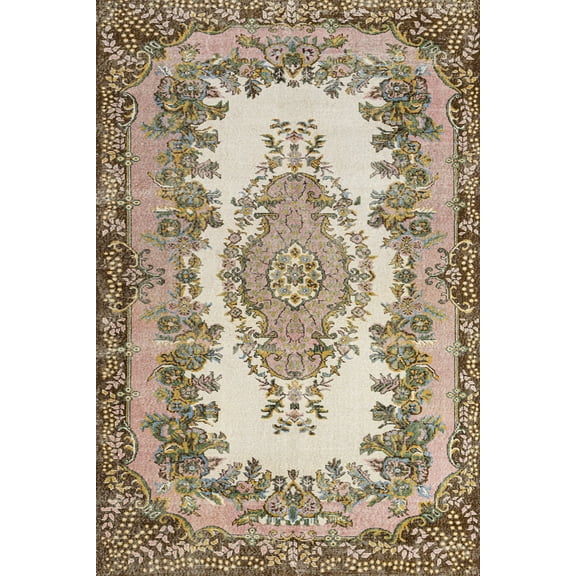 Brown Oriental Area Rugs for Living Room Washable Rugs Boho Moroccan Area Rug Soft Neutral Geometric Bohemian Carpet Distressed Indoor Rug for Bedroom Dining Room Office Foldable Nonslip Rug