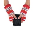 thumbnail image 4 of The Collection Royal Fingerless Hand Knitted Cozy Woolen Tribal Mitten Gloves Handwarmer Red, 4 of 8