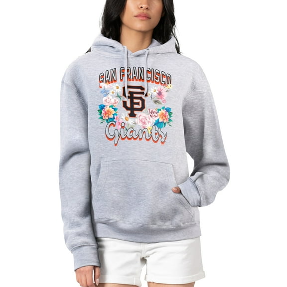 Women's G-III 4Her by Carl Banks Heather Gray San Francisco Giants Flowers Graphic Pullover Hoodie