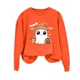 thumbnail image 5 of Womens Sweatshirt Casual Coffee Ghost Pumpkin Graphic Crew Neck Long Sleeve Pullover Cutecore Streetwear Halloween Top Fall Spring Outfits Orange M, 5 of 6