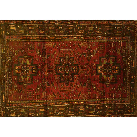 Ahgly Company Indoor Rectangle Persian Yellow Traditional Area Rugs, 6' x 9'