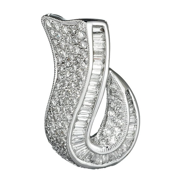 18K White Gold Fancy Ladies Pendant with  Diamonds 3.68 ct.t.w